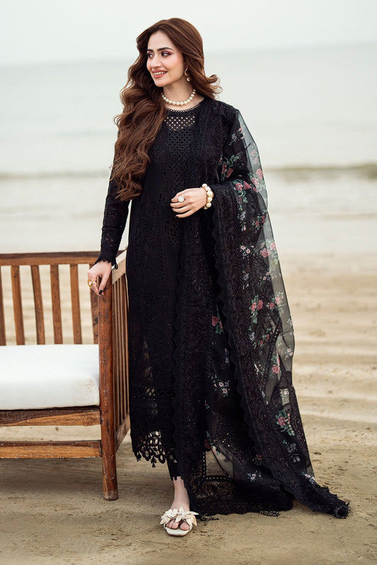 BrandsInn-3PC LAWN CHIKENKARI LASER EMBROIDERED SHIRT WITH ORGANZA EMBROIDERED PRINT DUPATTA-104