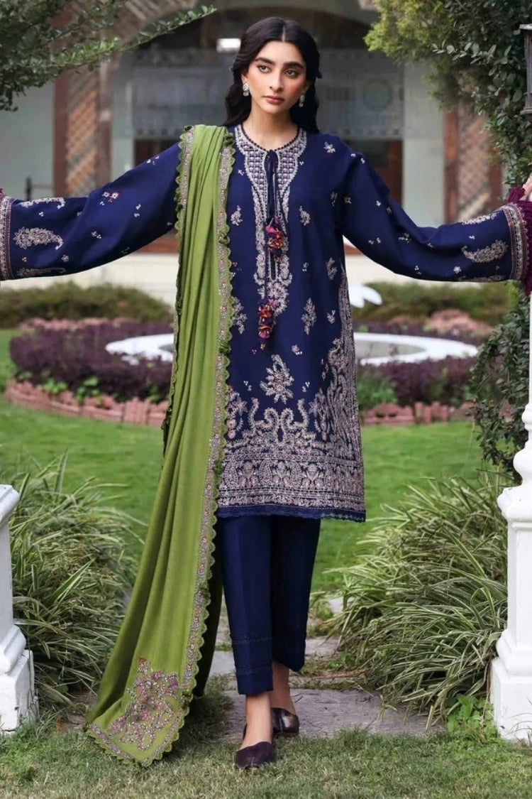BrandsInn-3PC KARANDI EMBROIDERED SHIRT WITH KARANDI EMB SHAWL & TROUSER-BI-5246
