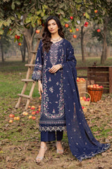 BrandsInn-3PIECE LAWN SEQUIN EMBROIDERED SHIRT WITH CHIFFON EMBROIDERED DUPATTA AND TROUSER-BI-4829