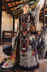 BrandsInn-3PC LAWN EMB PRINTED SHIRT WITH SILK PRINTED DUPATTA & DYED TROUSER-BI-033