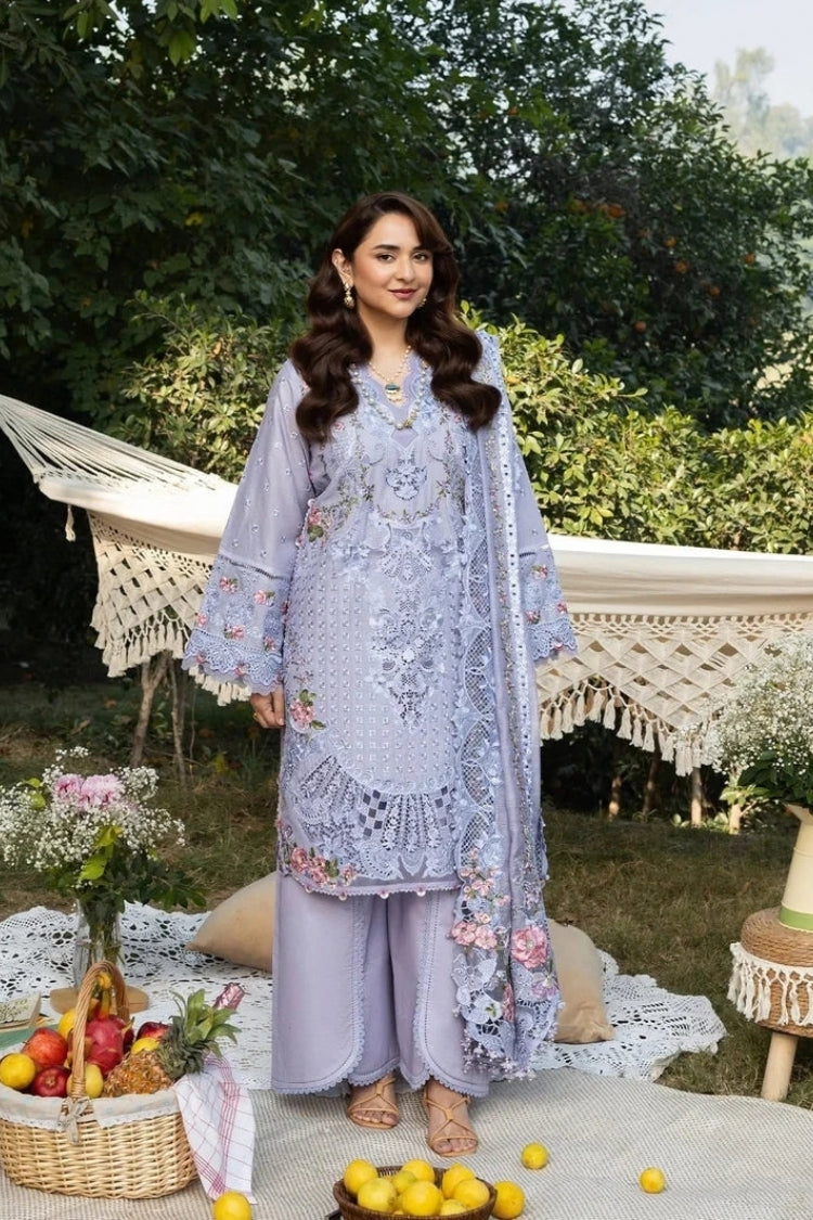 BrandsInn-3PC DHANAK EMBROIDERED SHIRT WITH DHANAK EMBROIDERED SHAWL AND TROUSER-BI-5218