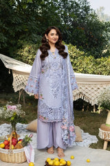 BrandsInn-3PC DHANAK EMBROIDERED SHIRT WITH DHANAK EMBROIDERED SHAWL AND TROUSER-BI-5218