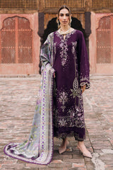 BrandsInn-3PC DHANAK EMBROIDERED SHIRT WITH COURTRAI PRINTED SHAWL & TROUSER-BI-4351