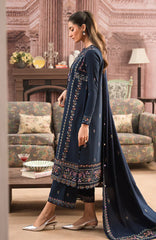 BrandsInn-3PC DHANAK EMBROIDERED SHIRT WITH DHANAK EMBROIDERD SHAWL & EMB TROUSER-BI-4053
