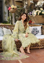 BrandsInn-3PC LAWN CHIKANKARI EMBROIDERED SHIRT WITH KHAADI NET EMB DUPATTA AND EMB TROUSER-BI-4601