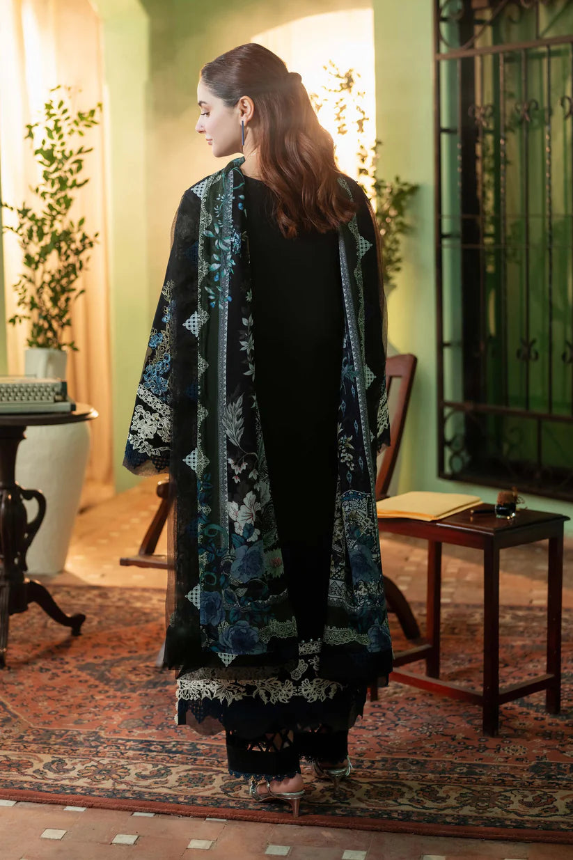 BrandsInn-3PC DHANAK EMBROIDERED SHIRT WITH COUTRAI PRINTED SHAWL & DHANAK TOUSER-BI-4166