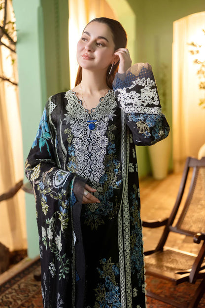 BrandsInn-3PC DHANAK EMBROIDERED SHIRT WITH COUTRAI PRINTED SHAWL & DHANAK TOUSER-BI-4166