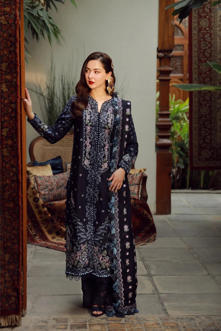 BrandsInn-3PC DHANAK EMBROIDERED SHIRT WITH DHANAK EMBROIDERED SHAWL AND TROUSER-BI-5041