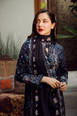 BrandsInn-3PC DHANAK EMBROIDERED SHIRT WITH DHANAK EMBROIDERED SHAWL AND TROUSER-BI-5041