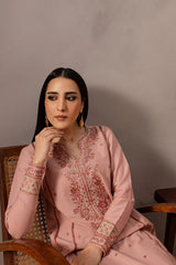 BrandsInn-2PIECE DHANAK EMBROIDERED SHIRT WITH DHANAK EMB TROUSER-BI-15017