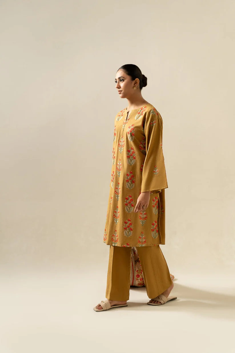 BrandsInn- 3PC Dhanak Embroidered Shirt With Twil Print Wool Shawl & Trouser-BI-4083