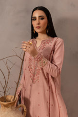 BrandsInn-2PIECE DHANAK EMBROIDERED SHIRT WITH DHANAK EMB TROUSER-BI-15017