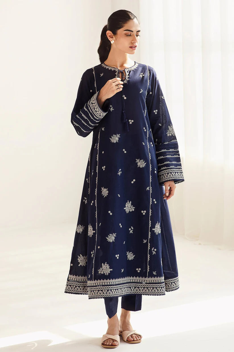 BrandsInn-3PC DHANAK SEQUENCE EMBROIDERED SHIRT WITH COUTRAI PRINTED SHAWL & DHANAK TOUSER-BI-4142