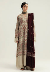 BrandsInn-3PC DHANAK EMBROIDERED SHIRT WITH DHANAK EMBROIDERED SHAWL AND TROUSER-BI-4396