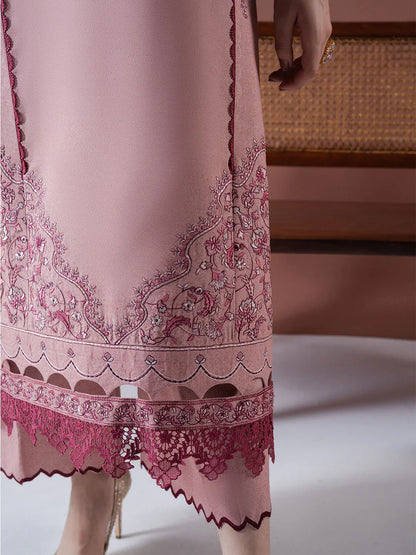 BrandsInn-3PC DHANAK EMBROIDERED SHIRT WITH DHANAK EMBROIDERED SHAWL & TROUSER-BI-4119