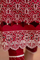 BrandsInn-3PC LAWN CHIKENKARI EMBROIDERED SHIRT WITH LAWN TUBE SLUB DUPATTA-BI-325