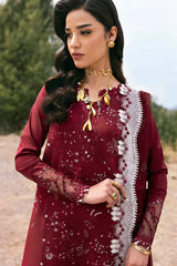BrandsInn-3PC LAWN EMBROIDERED SHIRT WITH KHAADI NET EMBROIDERED DUPATTA AND EMB TROUSER-BI-4695