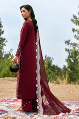 BrandsInn-3PC LAWN EMBROIDERED SHIRT WITH KHAADI NET EMBROIDERED DUPATTA AND EMB TROUSER-BI-4695