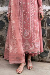 BrandsInn-3PC DHANAK EMBROIDERED SHIRT WITH COTTON NET EMBROIDERED AND EMB TROUSER-BI-4146