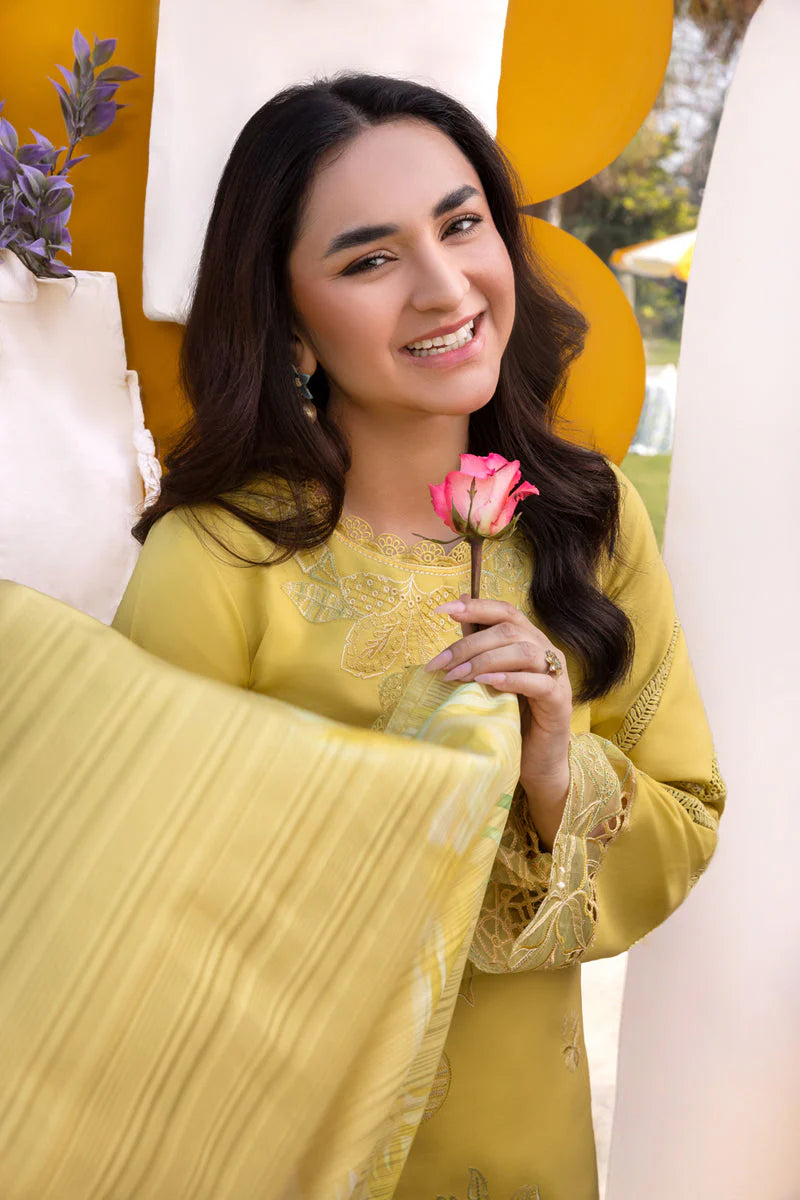 BrandsInn-3PC LAWN EMBROIDERED SHIRT WITH MONARK PRINT DUPATTA AND TROUSER-BI-297