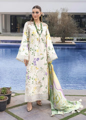 BrandsInn-3PC LAWN DIGITAL PRINTED CHIKANKARI EMB SHIRT WITH SILK PRINTED DUPATTA AND PRINTED TROUSER-BI-025