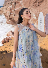 BrandsInn-3PC LAWN PRINTED EMB SHIRT WITH SILK PRINTED EMB DUPATTA AND TROUSER-BI-026