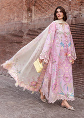 BrandsInn-3PC LAWN PRINTED EMB SHIRT WITH SILK PRINTED EMB DUPATTA AND TROUSER-BI-064