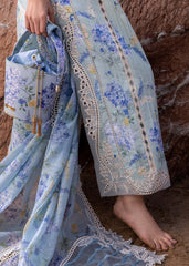 BrandsInn-3PC LAWN PRINTED EMB SHIRT WITH SILK PRINTED EMB DUPATTA AND TROUSER-BI-026