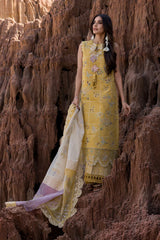 BrandsInn-3PC LAWN EMBROIDERED SHIRT WITH KHAADI NET EMB READY TO WEAR DUPATTA & TROUSER-BI-4686