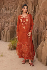 RANG RASIYA-3PC LAWN CHIKANKARI EMB SHIRT WITH ORGANZA EMB DUPATTA AND EMB TROUSER-BI-4520