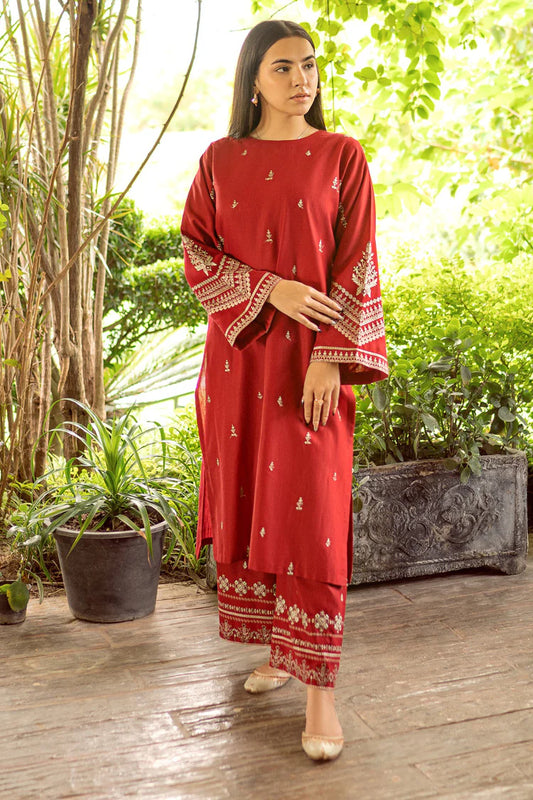 BrandsInn-2PC DHANAK EMBROIDERED SHIRT AND EMBROIDRED TROUSER-BI-131