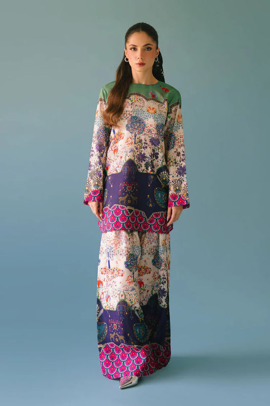 BRANDSINN-2PC SHAMOZE SILK PRINTED SHIRT & SHAMOZE SILK PRINTED TROUSER-BI-2005