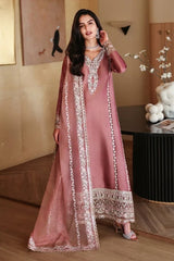 BrandsInn-3PC-RAW SILK HAND EMB EMBELLISHED SHIRT WITH SOFT SILK EMB DUPATTA AND RAW SILK TROUSER-BI-5214
