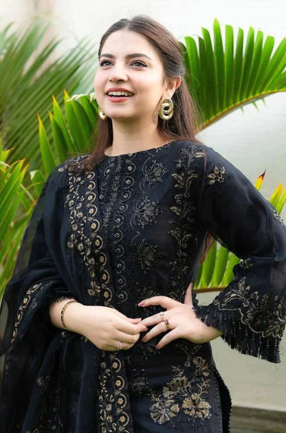 BrandsInn-3PC KHADDAR EMBROIDERED SHIRT WITH CHIFFON EMBROIDERED DUPATTA & TROUSER-BI-208