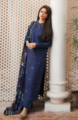 BrandsInn-3PC DHANAK EMBROIDERED SHIRT WITH COURTRAI WOOL PRINTED SHAWL & TROUSER-BI-4020