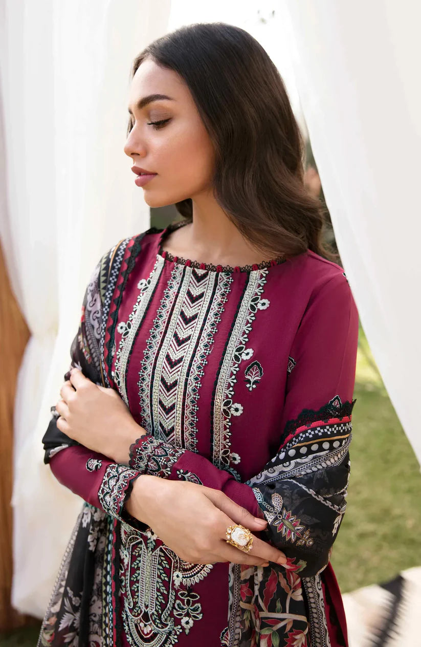 BrandsInn -3PC DHANAK EMBROIDERED SHIRT WITH COUTRAI WOOL PRINTED SHAWL & TROUSER -BI-4123