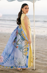 BrandsInn-3PC LAWN EMBROIDERED SHIRT WITH CHIFFON PRINTED DUPATTA AND TROUSER-BI-4850