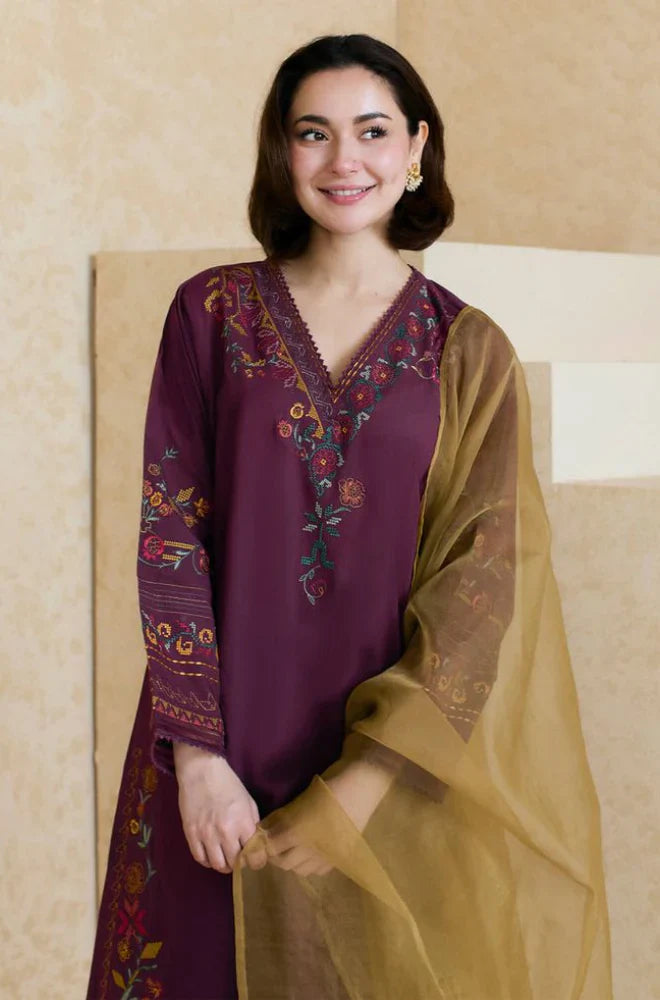 BrandsInn - 3PC LAWN EMBROIDERED SHIRT WITH ORGANZA EMBROIDERED DUPATTA AND TROUSER -BI-430