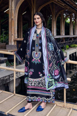 BrandsInn-3PC DHANAK EMBROIDERED SHIRT WITH COURTRAI WOOL PRINT SHAWL AND TROUSER-BI-4415