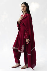 BrandsInn-3PC DHANAK EMBROIDERED SHIRT WITH DHANAK EMBROIDERED SHAWL AND TROUSER-BI-5021