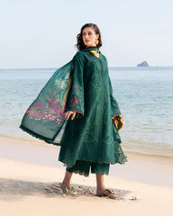 BrandsInn-3PC LAWN CHIKAN EMBROIDERED SHIRT WITH CHIFFON PRINTED DUPATTA AND TROUSER-BI-4877