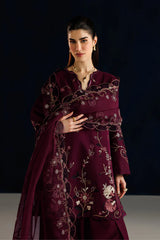 BrandsInn-3PC LAWN EMBROIDERED SHIRT WITH ORGANZA EMBROIDERED DUPATTA AND TROUSER-BI-4884