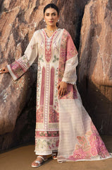 BrandsInn-3PC LAWN CHIKAN HEAVY EMBROIDERED SHIRT WITH KHADDI NET EMBROIDERED DUPATTA AND TROUSER-BI-4734