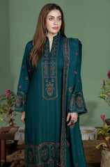 BrandsInn-3PC DHANANK EMBROIDERED SHIRT WITH DHANAK EMBROIDERED SHAWL AND TROUSER-ADR-4256