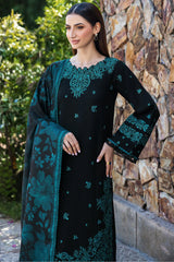 BrandsInn-3PC KHADDAR EMBROIDERED SHIRT WITH COURTRAI PRINTED SHAWL AND TROUSER-BI-4391