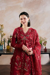 BrandsInn-3PC DHANAK EMBROIDERED SHIRT WITH DHANAK EMB SHAWL AND TROUSER-BI-5168