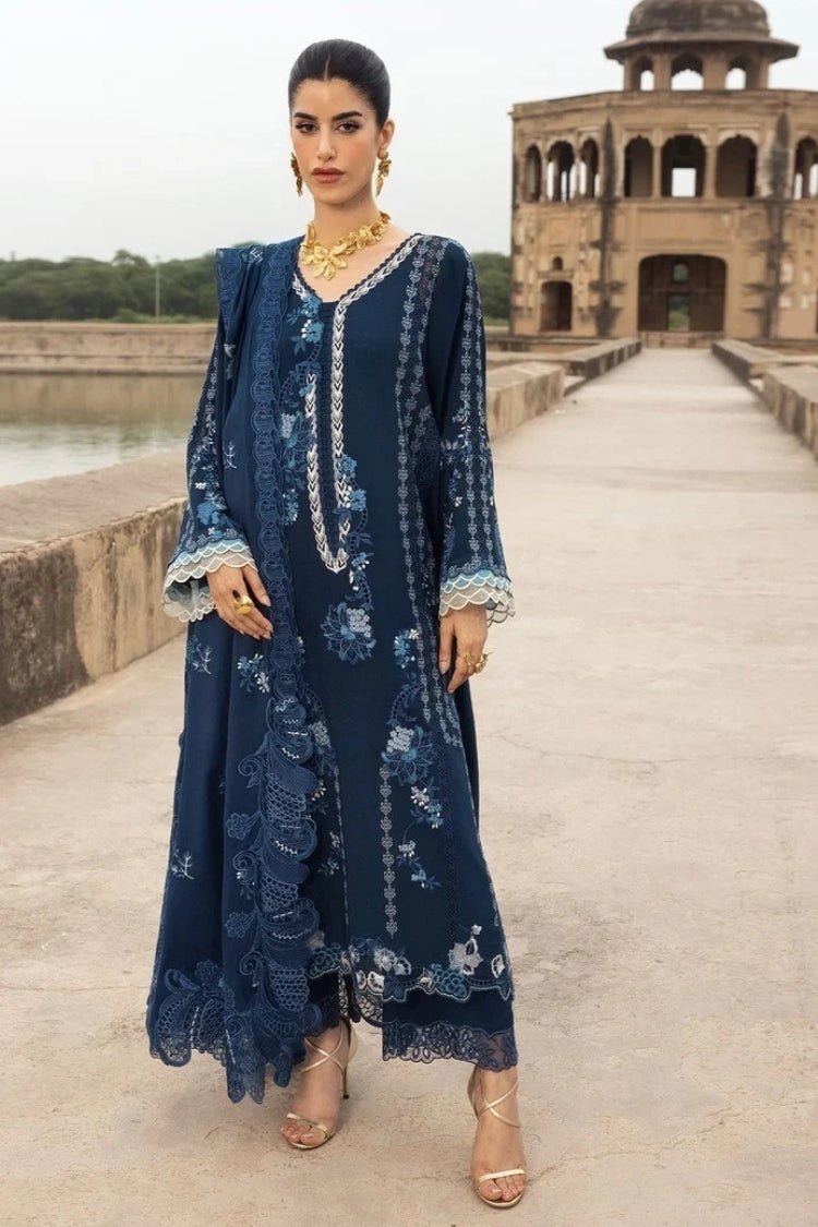 BrandsInn-3PC DHANAK EMBROIDERED SHIRT WITH DHANAK EMBROIDERED DUPATTA AND EMB TROUSER -BI-5156