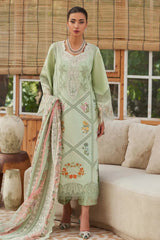 BrandsInn-3PC LAWN CHIKAANKARI EMBROIDERED SHIRT WITH CHIFOON PRINTED DUPATTA AND EMB TROUSER-BI-4748