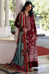 BrandsInn-3PC DHANAK EMBROIDERED SHIRT WITH COUTRAI PRINTED SHAWL AND TROUSER-BI-5252