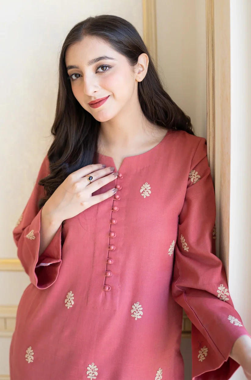 BrandsInn- 3PC DHANAK EMBROIDERED SHIRT WITH DHANAK SHAWL AND TROUSER-BI-4081